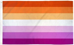 sapphere sunset lesbian pride flag - large 3x5ft, double sided print, waterproof, sleeve and metal grommets, vibrant orange and magenta colors