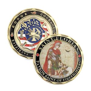 st. florian patron saint of firefighters with prayer challenge coin