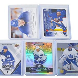 Toronto Maple Leafs Cards: John Tavares, Auston Matthews, Morgan Rielly, William Nylander, Mitch Marner ASSORTED Hockey Trading Card and Wristbands Bundle