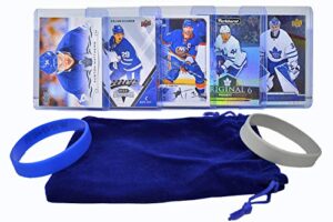 toronto maple leafs cards: john tavares, auston matthews, morgan rielly, william nylander, mitch marner assorted hockey trading card and wristbands bundle