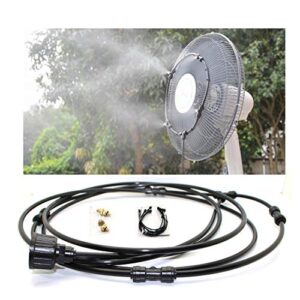 Hylaea Fan Misting Cooling System, Outdoor 1/4'' Fan Mist Kit for a Cool Patio 10FT (3M) Misting Line + 4 Brass Misting Nozzles + a Faucet Adapter for Any Outdoor Fan