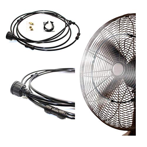 Hylaea Fan Misting Cooling System, Outdoor 1/4'' Fan Mist Kit for a Cool Patio 10FT (3M) Misting Line + 4 Brass Misting Nozzles + a Faucet Adapter for Any Outdoor Fan