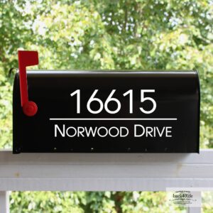 personalized mailbox numbers - street address vinyl decal - custom decorative numbering street name house number gift 3dy - back40life (e-004t)