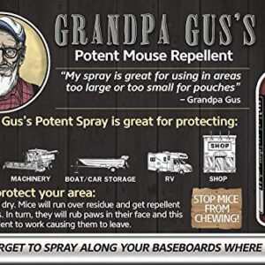 Grandpa Gus's Potent Mouse Repellent Spray, Peppermint & Cinnamon Oil Formula, Repels Mice & Rats from Nesting, Chewing in Homes/RV, Boat/Car, Storage & Wiring, 8 oz (2 Bottles)
