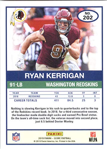 2019 Score #202 Ryan Kerrigan Football NFL Club NFL Football Card NM-MT