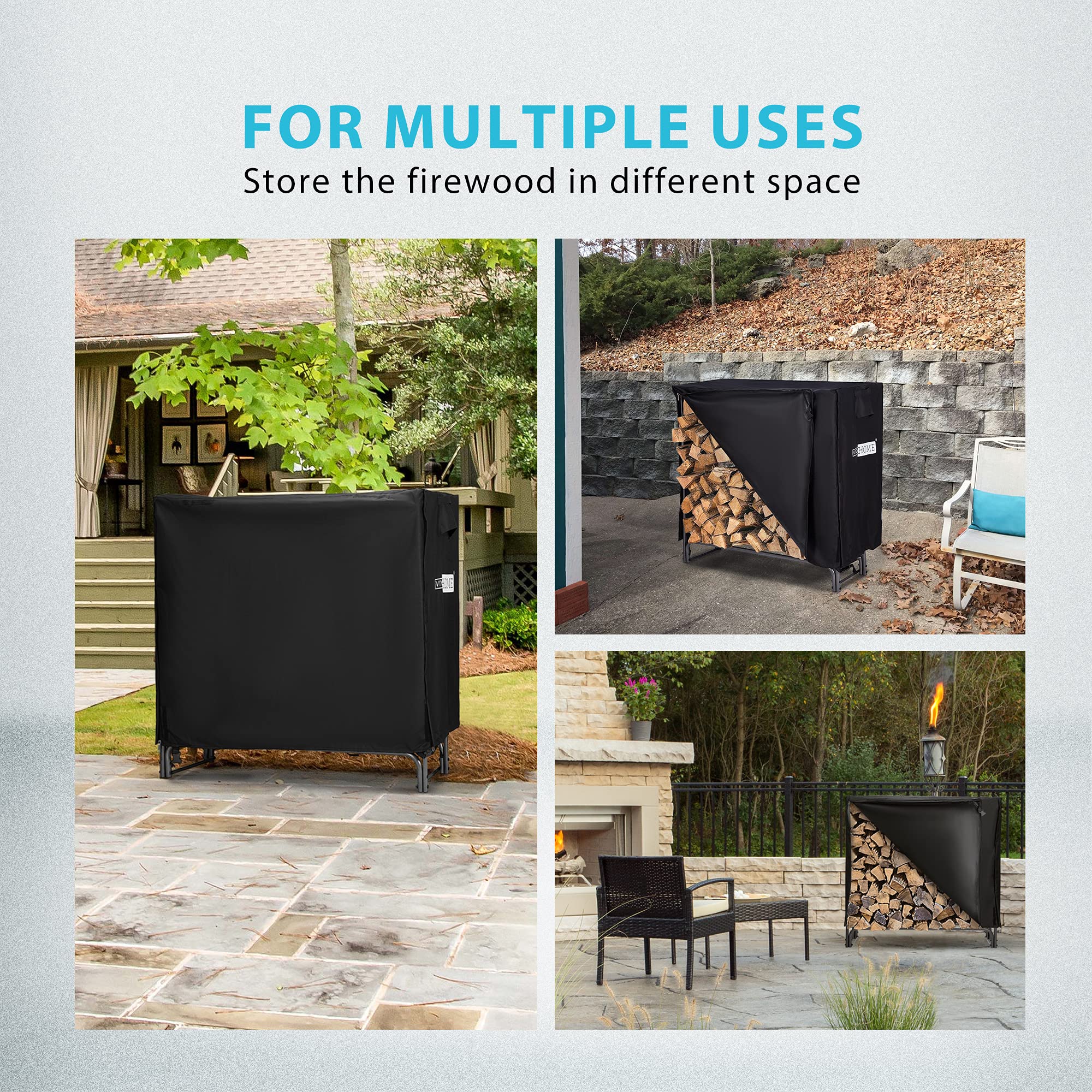 VIVOHOME 4ft Heavy Duty Indoor Outdoor Firewood Storage Log Rack and Cover Combo Set with Zipper