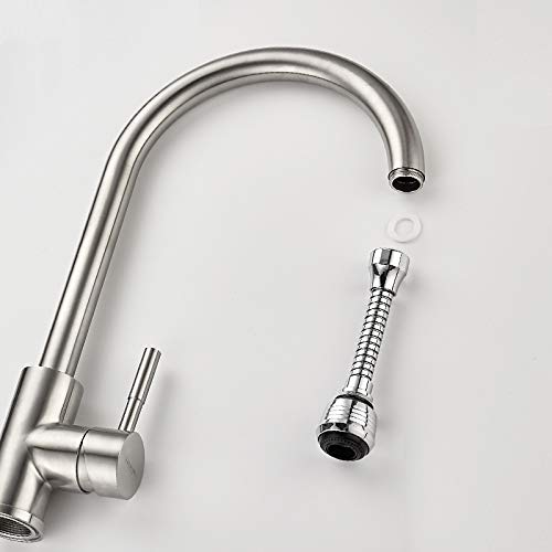 6.69" length Multi-angle bending Kitchen Water Saver Tap 360 Degrees Rotatable Swivel Faucet Nozzle Filter Adapter for Home Restaurant Hotel (Long)