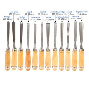 Wood Chisel Tool Set, 12pcs Woodworking Chisels Wood Carving Tools Trimming Down Wood Woodworking Lathe Gouges Tools with Roll-Up Carrying Case for Carpenter Craftsman,6mm (1/4"), 12mm (1/2")