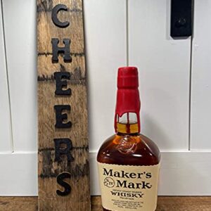 Reclaimed Bourbon Barrel Stave Cheers Sign - Décor for Home Bar