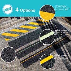 LifeGrip Anti Slip Traction Treads (10-Pack), 6 inch X 28 inch, Best Grip Tape Grit Non Slip, Outdoor Non Skid Tape, High Traction Friction Abrasive Adhesive for Stairs Step, Black (6" X 28" X 10P)