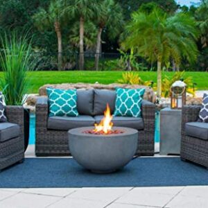 AKOYA Outdoor Essentials 30" Fiber Concrete Outdoor Propane Gas Fire Pit Table Bowl in Gray