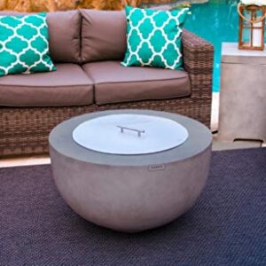 AKOYA Outdoor Essentials 30" Fiber Concrete Outdoor Propane Gas Fire Pit Table Bowl in Gray