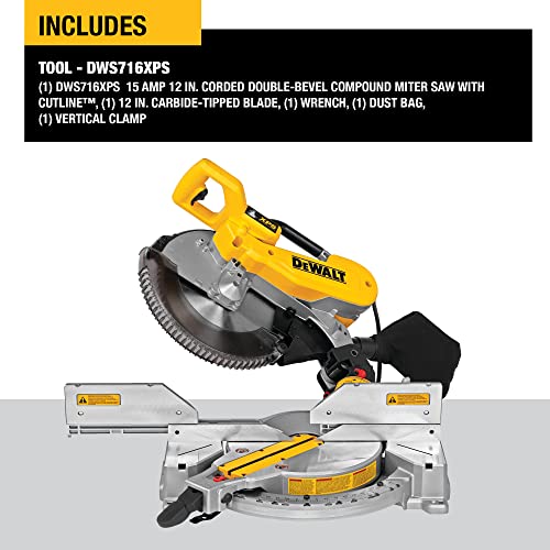 DEWALT Miter Saw, 12-Inch, Double Bevel, Compound, XPS Cutline, 15-Amp (DWS716XPS)