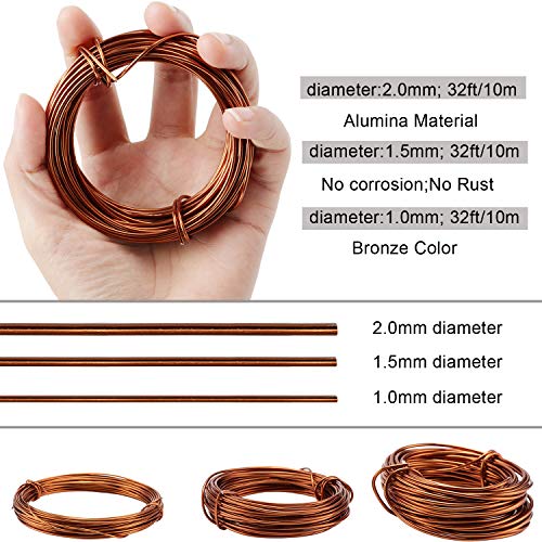 Messar Bonsai Tool Set, 30M Aluminium Bonsai Training Wire Line 3-Sizes(1.0mm/1.5mm/2.0mm) and 20 Pcs Flower Pot Hole Mesh Pad (4.5cm/1.8 inches) for Outdoor Plant Pot & DIY Hanging Art Crafts