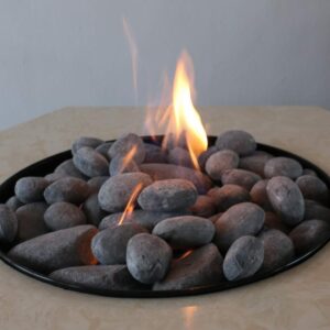 hmleaf HMB 24 Pcs Black Stone-Like Ceramic Fibre Pebbles for Gas fireplaces, Stove, Gas firepit