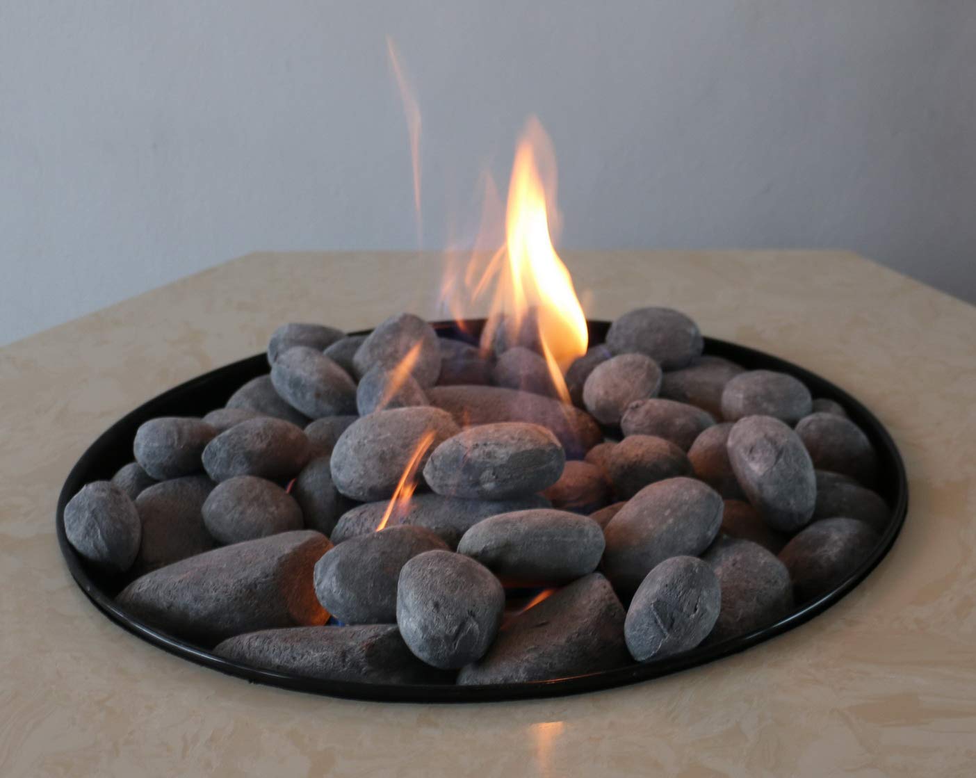 hmleaf HMB 24 Pcs Black Stone-Like Ceramic Fibre Pebbles for Gas fireplaces, Stove, Gas firepit