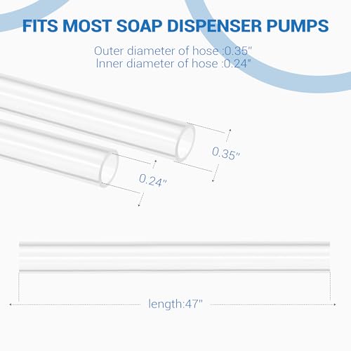 Sink Soap Dispenser Tube Kit, 47” with Upgraded Check Value, Never Fill The Little Bottle Again (White-1pcs)