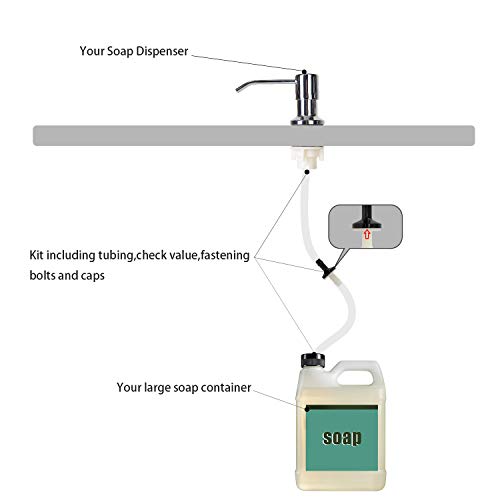 Sink Soap Dispenser Tube Kit, 47” with Upgraded Check Value, Never Fill The Little Bottle Again (White-1pcs)