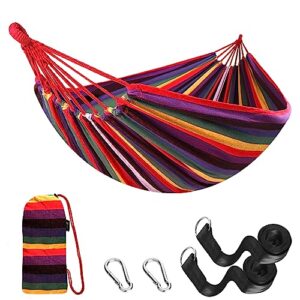 anyoo garden cotton hammock comfortable fabric hammock with tree straps for hanging durable hammock up to 660lbs portable hammock with travel bag,perfect for camping outdoor/indoor patio backyard