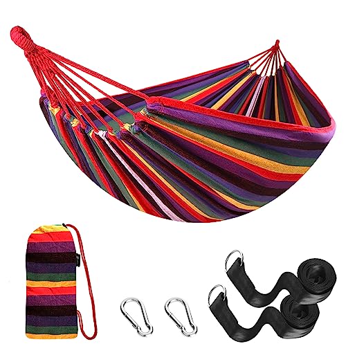 Anyoo Garden Cotton Hammock Comfortable Fabric Hammock with Tree Straps for Hanging Durable Hammock Up to 660lbs Portable Hammock with Travel Bag,Perfect for Camping Outdoor/Indoor Patio Backyard