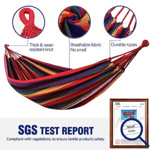 Anyoo Garden Cotton Hammock Comfortable Fabric Hammock with Tree Straps for Hanging Durable Hammock Up to 660lbs Portable Hammock with Travel Bag,Perfect for Camping Outdoor/Indoor Patio Backyard