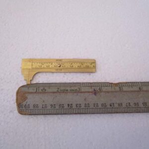 Mini Brass Pocket Ruler Handy Sliding Gauge Brass Vernier Caliper Ruler Measuring Tool Double Scales mm/inch : (80mm)