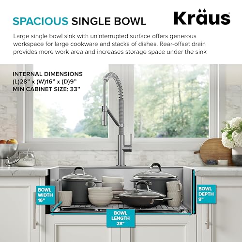 KRAUS KWT310-30 Kore Workstation 30-inch Drop-In 16 Gauge Single Bowl Stainless Steel Kitchen Sink with Integrated Ledge and Accessories (Pack of 5)