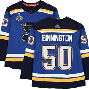 Jordan Binnington St. Louis Blues Autographed Blue Adidas Authentic Jersey with 2019 Stanley Cup Final Patch - Autographed NHL Jerseys