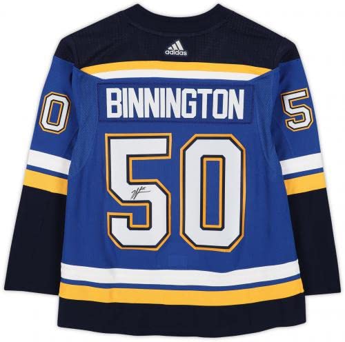 Jordan Binnington St. Louis Blues Autographed Blue Adidas Authentic Jersey with 2019 Stanley Cup Final Patch - Autographed NHL Jerseys