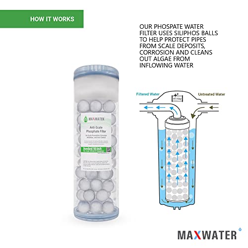 10" 1 Stage Whole House Standard Anti-Scale Water Filter System, Clear Housing w/Phosphate Anti-Scale Water Filter, Good for RV/Well Water/Boiler Water.