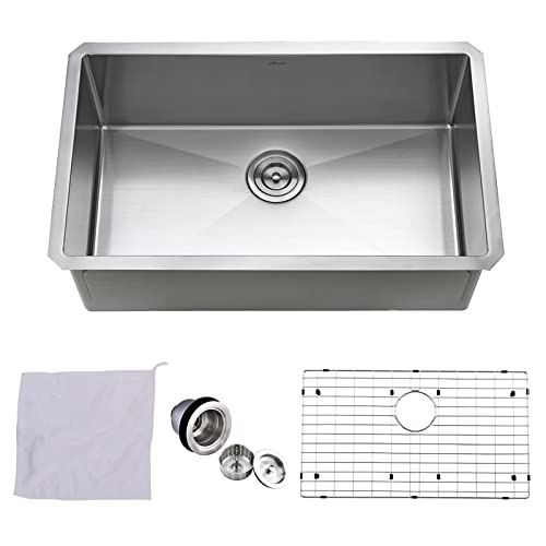 APPASO 28-Inch Single Bowl Kitchen Sink Undermount, 16-Gauge Stainless Steel 10-Inch Deep Commercial Handmade Kitchen Sink, Undermount Kitchen Sink 28 inch, HS2818