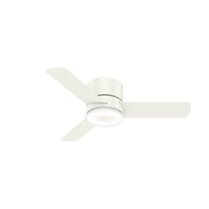hunter fan company 44" led kit 59452 low profile 44 inch ultra quiet minimus ceiling fan and energy efficient light with remote control, fresh white finish
