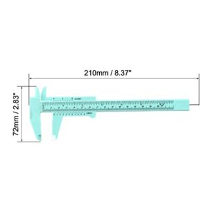 uxcell Vernier Caliper 150mm Mini Double Scale Plastic Ruler Measuring Tool Green Portable Sliding Gauge for Inside Outside Depth