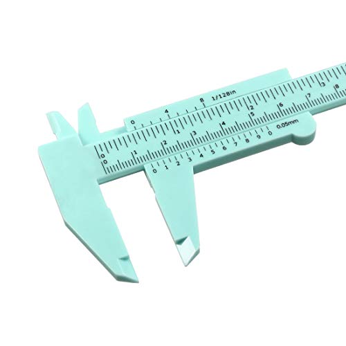 uxcell Vernier Caliper 150mm Mini Double Scale Plastic Ruler Measuring Tool Green Portable Sliding Gauge for Inside Outside Depth