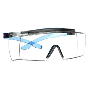 3m safety glasses, securefit, fits over prescription glasses, ansi z87, scotchgard anti-fog anti-scratch clear lens, blue frame