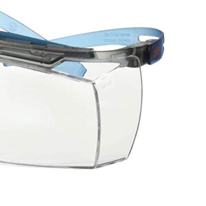 3M Safety Glasses, SecureFit, Fits Over Prescription Glasses, ANSI Z87, Scotchgard Anti-Fog Anti-Scratch Clear Lens, Blue Frame
