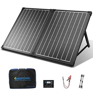 acopower 100w portable solar panels,100 watt foldable solar panel suitcase,12 volt monocrystalline solar panel kit with waterproof 20a solar controller for camping,power supply and emergency backup