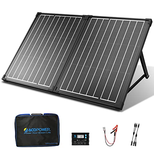 ACOPOWER 100W Portable Solar Panels,100 watt Foldable Solar Panel Suitcase,12 Volt Monocrystalline Solar Panel kit with Waterproof 20A Solar Controller for Camping,Power Supply and Emergency Backup