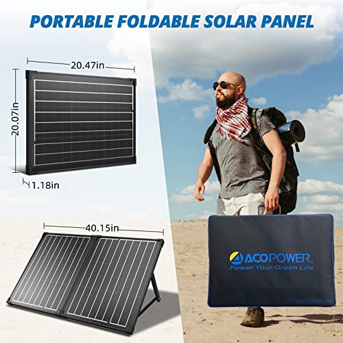 ACOPOWER 100W Portable Solar Panels,100 watt Foldable Solar Panel Suitcase,12 Volt Monocrystalline Solar Panel kit with Waterproof 20A Solar Controller for Camping,Power Supply and Emergency Backup