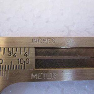 Handy Sliding Gauge Brass Vernier Caliper Ruler Measuring Tool Double Scales mm/inch Mini Brass Pocket Ruler : (100mm)