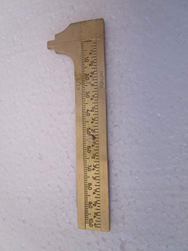 Handy Sliding Gauge Brass Vernier Caliper Ruler Measuring Tool Double Scales mm/inch Mini Brass Pocket Ruler : (100mm)