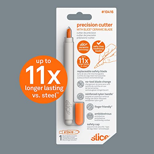 Slice 10416 New Precision Cutter 10416, Craft Cutter, Micro-Ceramic Blade Lasts up to 11x Longer Than Metal, Hobby Knife With Precision Blade, Replaceable Blade