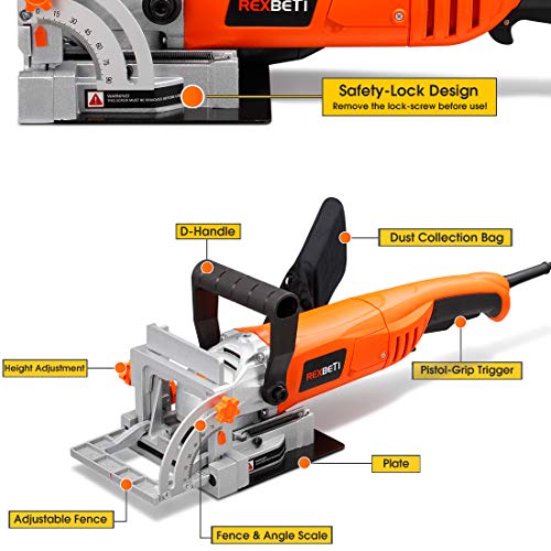 REXBETI Wood Biscuit Plate Joiner Kit, 100-Piece Wood Biscuits Included (Biscuit Joiner)