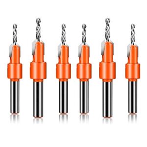 countersink drill bit set, wood hole timber working drill bits for wood screw cutter adjustable with hex key wrench 6 sizes 2.8×8, 2.8×10, 3×8, 3×10, 3.2×8, 3.2×10