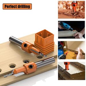 Countersink Drill Bit Set, Wood Hole Timber Working Drill Bits for Wood Screw Cutter Adjustable with Hex Key Wrench 6 Sizes 2.8×8, 2.8×10, 3×8, 3×10, 3.2×8, 3.2×10