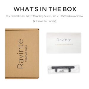 Ravinte 30 Pack 6 inch Cabinet Pulls Matte Black Stainless Steel Kitchen Drawer Pulls Cupboard Handles Cabinet Handles 3.75” Hole Center