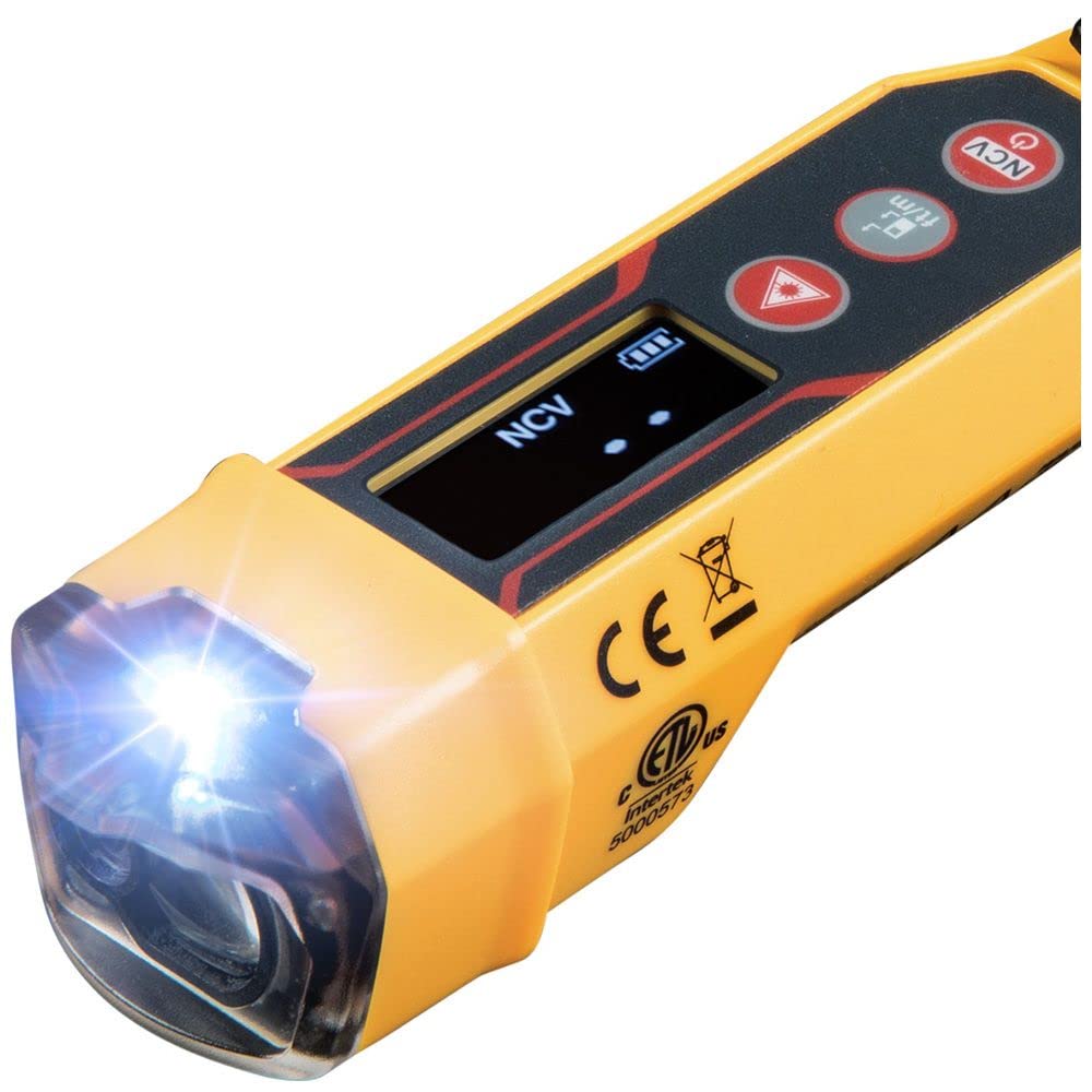 Klein Tools NCVT-6 Non-Contact Volt Tester, 12 - 1000V AC Pen with Integrated Laser Distance Measure, LED and Audible Alarms, Pocket Clip