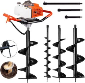 dc house 63cc heavy duty gas powered post hole digger with 4pcs earth auger drill bits 4"6"8''12''bits & extensions rods,multiple package