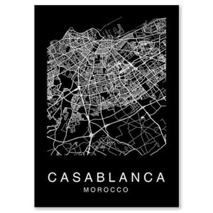 Custom Map Wall Art Print Poster 3 Pieces City Map Street Black & White