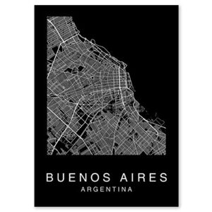 Custom Map Wall Art Print Poster 3 Pieces City Map Street Black & White